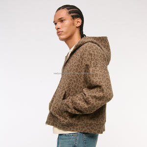 Sudadera con capucha para hombre con logotipo personalizado, holgada, de gran tamaño, lavada con ácido, algodón, diamantes de imitación, pantalla de seda, sudaderas con capucha lavadas y cremallera digital para invierno - Product Image 4