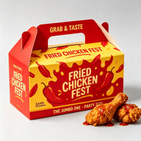 Cajas de Cartón para Pollo Frito y Palomitas con Asa, Personalizadas, Económicas, para Comida Rápida, Venta al por Mayor, ¡Gran Oferta!
