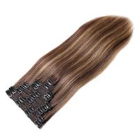 Rambut Manusia Remy 100% Double Drawn Tipis Halus 9pcs Full Head Seamless Clip Ins Tak Terlihat Seamless Harga Grosir Pabrik