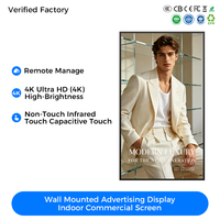Affichage numérique mural pour Windows, 43, 49, 55, 65 pouces, 4K, 700 nits, écran tactile infrarouge, affichage publicitaire