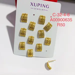 212 xuping jewelry Classic Style Fashion Simple Elegant High Quality Diamond Dubai 24k Gold Plated Earrings