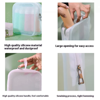 Sac de rangement transparent en silicone élégant, pochette de voyage pour la maison, organisateur de maquillage et de produits de toilette avec fermeture éclair pour l'aéroport, liquide cosmétique