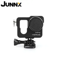 JUNNX Gopro4 Gopro3 Lens Cap Bìa Nhôm Kim Loại CNC Shell Nhà Ở Khung Trường Hợp Cho Gopro Hero 4 3 + Thể Thao Cam