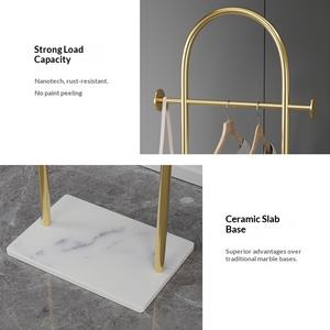 Perchero de Pie de Metal de Lujo con Estante para Colgar Ropa, para Dormitorio y Sala de Estar, Diseño Moderno y Sencillo - Product Image 4