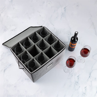 Sac de rangement à coque dure pour verre à vin, bonne capacité de charge, boîte à vaisselle, sac de rangement anti-poussière avec fermeture éclair