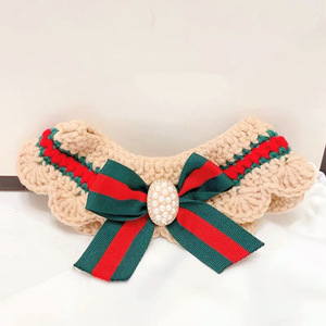 Écharpe/bavoir de Noël tricoté en forme de losange pour chaton et chien, accessoire pour chat, collier/collier de cou pour animal de compagnie - Product Image 1