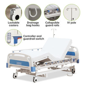 Marco económico de acero inoxidable plegable Manual ajustable Hospital cama médica 3 funciones 3 manivela Camilla para pacientes - Product Image 6