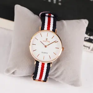 Reloj de pulsera clásico de nailon para hombre y mujer, pulsera de lujo para estudiantes y trabajadores de oficina