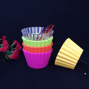 Ciotola per gelato in plastica color caramella ecologica ciotole da portata per bambini riutilizzabili set di vaschette per gelato in plastica con cucchiaio