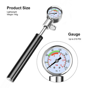 Pompa Sepeda Mini Genggam 210PSI dengan Pengukur 145g Ringan untuk Semua Sepeda dan Bola Aluminium - Product Image 5