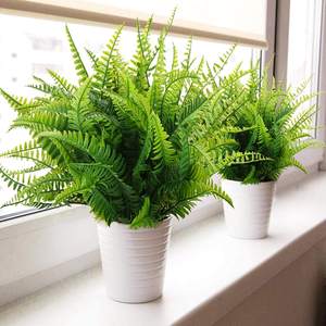 Fausses plantes vertes, vente en gros, 100 pièces, plantes artificielles de Boston Fern, forets pour décoration de maison et de bureau - Product Image 2