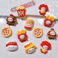 Nouvelle Pizza pop-corn frites motif alimentaire dos plat résine artisanat breloques pour femme bijoux porte-clés bricolage Clip décorations