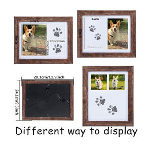 Cadre photo en bois brun pour animaux de compagnie avec kit d'empreintes de pattes pour chien et chat, pour affichage commémoratif - Product Image 2