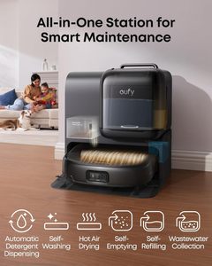 Robot hút bụi lau nhà thông minh Eufy E28 Omni All-in-One bán chạy, hút mạnh 20KPa, di động, làm sạch thảm sâu, lau ướt khô - Product Image 3