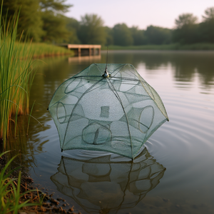 Nouveau Piège de Pêche Pliable Portable DB à 6 Côtés en Tissu Nylon à Nœud Unique pour Crevettes, Poissons, Crabes, Écrevisses – Nasse à Filet - Product Image 2