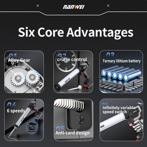 <span class=keywords><strong>Pistolet</strong></span> à <span class=keywords><strong>colle</strong></span> électrique sans fil de qualité industrielle Nanwei Calfeutrage à <span class=keywords><strong>batterie</strong></span> souple et dur pour une utilisation domestique <span class=keywords><strong>sur</strong></span> les fenêtres et les portes - Product Image 6