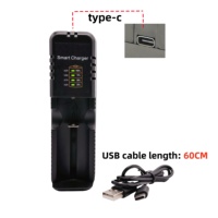 Chargeur de batterie Li-ion rechargeable avec indicateur LED, port de charge USB, adaptateur universel 4,2 V 600 mA pour cellules cylindriques 21700, appareil photo