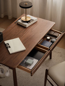 XUXIE Modern Smart <strong>Desk</strong> Large Storage Solid <strong>Wood</strong> Office Table with USB Walnut <strong>Desk</strong> with Drawer - Product Image 5