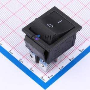 HX KCD4-4P Rocker Switch Through hole Component (THT) Switch Without Solder Tab Black 16A - Product Image 1