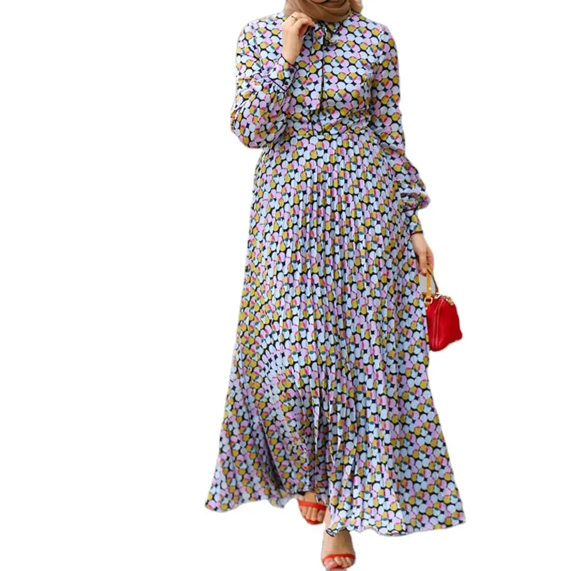 2023 New Model Abaya In Dubai Printed Style Long Sleeve Maxi Dress Fashion Modern Moroccan Style Kaftan Dresses