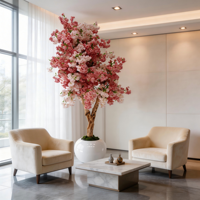 Nouvel Arbre Artificiel de Cerisier Rose Haut de Gamme en Plastique Moderne de 200 CM pour Décoration Intérieure Maison, École, Fête, Mariage, Magasin