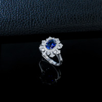 Bague en argent sterling S925 avec saphir ovale de laboratoire, sans nickel ni plomb, motif flocon de neige double, vente en gros de l'usine WANGFU JEWELRY