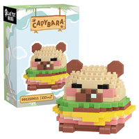 Ensemble de mini-blocs de construction personnalisés OEM Capybara Burger, jouets en briques de diamant DIY sur le thème des animaux et des aliments, modèle de décoration de bureau du fabricant