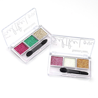 Nouveau design maquillage 3 couleurs palette d'ombres à paupières colorées étanches brillantes