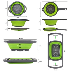 Vegetable Colander With Extendable Thickened Handles & <b>Measuring</b> Cups and <b>Spoon</b> Set, Folding Strainer for Kitchen - Product Image 5