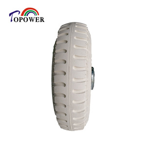 ยางตัน Topower ขนาด 2.50-4 3.00-4 แบบไม่ทิ้งรอย สำหรับงานอุตสาหกรรมหนัก ใช้กับรถขนถ่ายตะกร้อเหล็ก อุปกรณ์โรงงานเหล็ก - Product Image 3