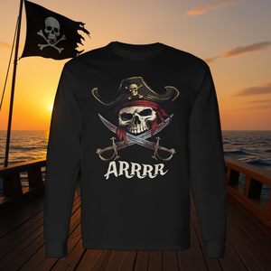 Camiseta de manga larga con diseño de calavera y espadas piratas ARRR - Product Image 3