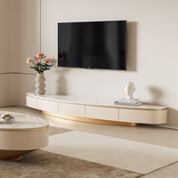 Italienisch inspiriertes, leicht luxuriöses TV-Schrank- und Couchtisch-Set, schlankes, minimalistisches Design, Stauraum, keine Montage erforderlich