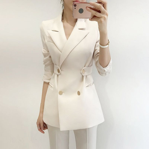 <span class=keywords><strong>Blazer</strong></span> de Doble Botonadura de Color Sólido 2026 para Mujer, Chaqueta de Traje para Oficina, Corte Entallado, Ropa de Trabajo, Antiarrugas, Venta al Por Mayor OEM - Product Image 1