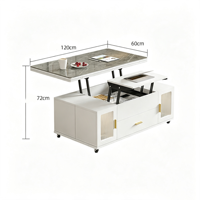 Table basse multifonctionnelle avec plateau en verre relevable, table à manger convertible, table pliable mobile, bureau moderne pour salon