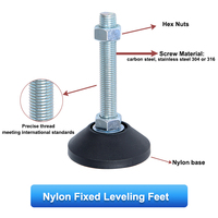 M8 M12 M14 M20 Base en nylon Dia 40mm Longueur de filetage 80mm Base de machine industrielle pour machines Pieds de nivellement en plastique réglables