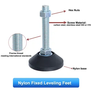 M8 M12 M14 M20 나일론 베이스 직경 40mm 나사 길이 80mm 기계 산업용 기계베이스 조정 가능한 플라스틱 레벨링 피트