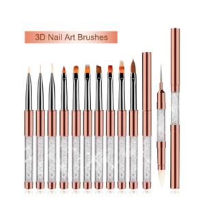 Pincel 3d para nail art kolinsky, pinceles acrílicos con mango de cristal transparente de oro rosa, delineador profesional para punteado, <span class=keywords><strong>2022</strong></span> - Product Image 2