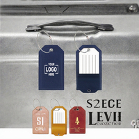 Étiquette de bagage personnalisée en cuir PU avec logo, sangle métallique, porte-cartes d'identité et de carte d'embarquement, cadeau promotionnel d'entreprise, cadeaux de bienvenue