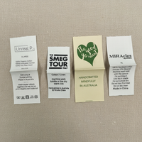 Étiquettes de lavage personnalisées en coton imprimé à coudre, pliées au milieu, pour vêtements, étiquette d'entretien en coton à chevrons