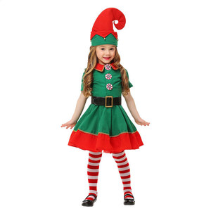 Costume de Noël de Père Noël et d'elfes, déguisement vert et rouge, <span class=keywords><strong>tenue</strong></span> de Noël pour garçons et filles pour le Nouvel An - Product Image 3