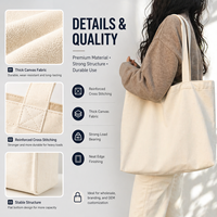 Sac fourre-tout en toile imprimé avec logo personnalisé, écologique, résistant, grand format, en coton blanc, pour les courses, les voyages et l'usage quotidien