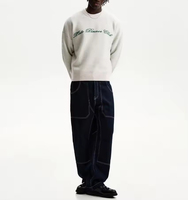 Pull en tricot surdimensionné avec logo personnalisé en jacquard, design à lettres, 100% coton, pull homme, style décontracté, pull en tricot pour homme