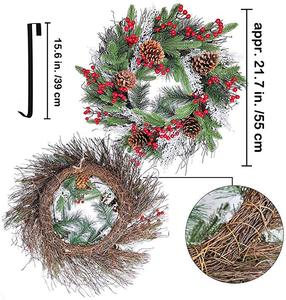 Corona de pino artificial de Navidad: bayas, piñas, ramitas de cedro y abeto - Product Image 6