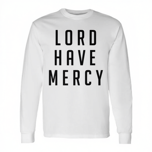 Camiseta de Manga Larga con Estampado de Serigrafía 'Lord Have Mercy', Cuello Redondo, Blanca, para Hombre, Regalo Religioso, Ropa de Iglesia, Talla Adulto - Product Image 2