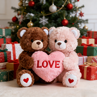 Ensemble de cadeaux de peluches en coton rembourré en coton PP pour la Saint-Valentin, ours en peluche couple avec cœur d'amour