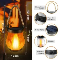 Lampes solaires à flamme vacillante, lanterne solaire suspendue, décoration de patio, de véranda, de jardin, lumière de camping, décoration de table extérieure