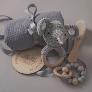 Serviette de bain en laine souvenir pour bébé d'un mois complet Ensemble sucette serviette de bain salive pour bébé - Product Image 3