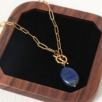 Merryshine acier inoxydable Turquoise pierre naturelle cristal géométrique trombone pendentif collier à breloques pour les femmes