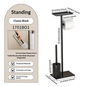 <span class=keywords><strong>Portarotolo</strong></span> da terra YOTO con porta scopino in acciaio al carbonio verniciato a polvere per bagno - Product Image 2
