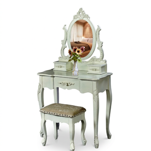 French Louis Style Mahogany Handcrafted Queen Vanity Elegant Statement Piece for Bedroom Hotel Apartment Makeup Vanities - Product Image 1